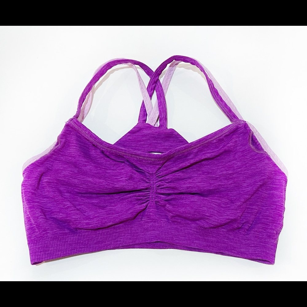 Athleta Magenta Double Strap Slip On Sports Bra Size L 36-38C